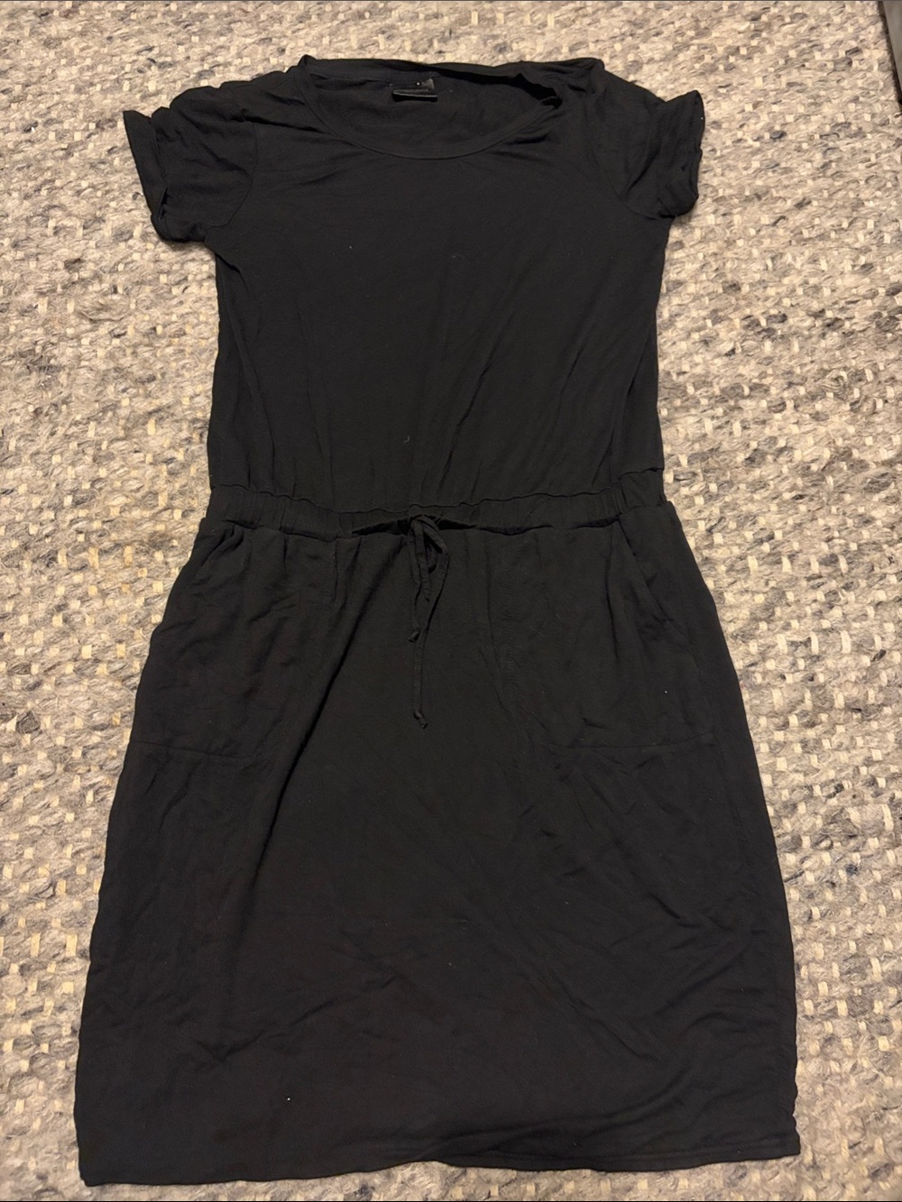 Elcool Women's Black Drawstring Casual Dress